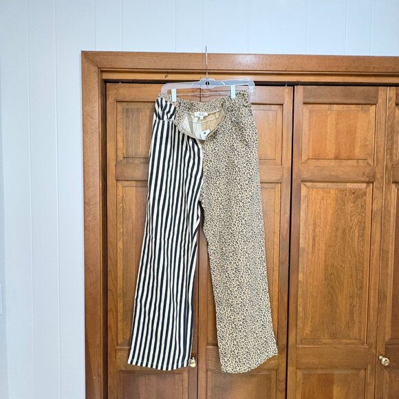 Mixed Print Wide Leg Pants – Stripe + Leopard – Size XL – NWT - Picture 3 of 3